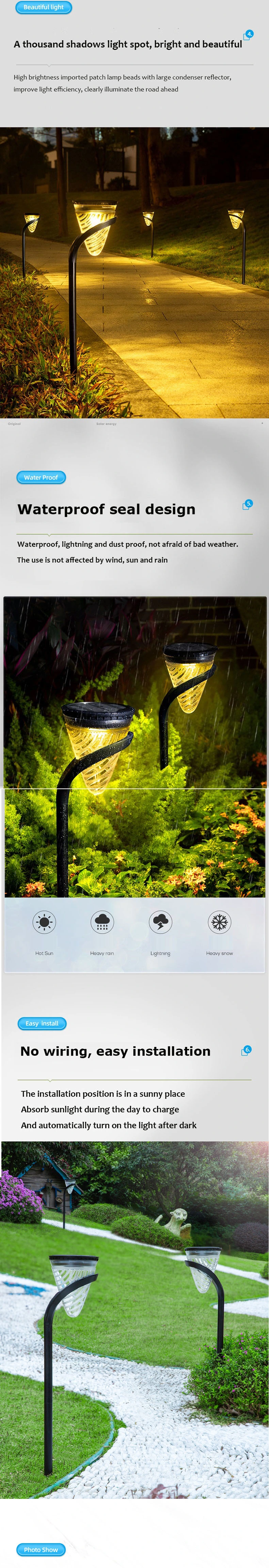 Solar Powered Pathway Street Lighting LED Wall Lamp RGB Outdoor Waterproof Solar Garden Lights